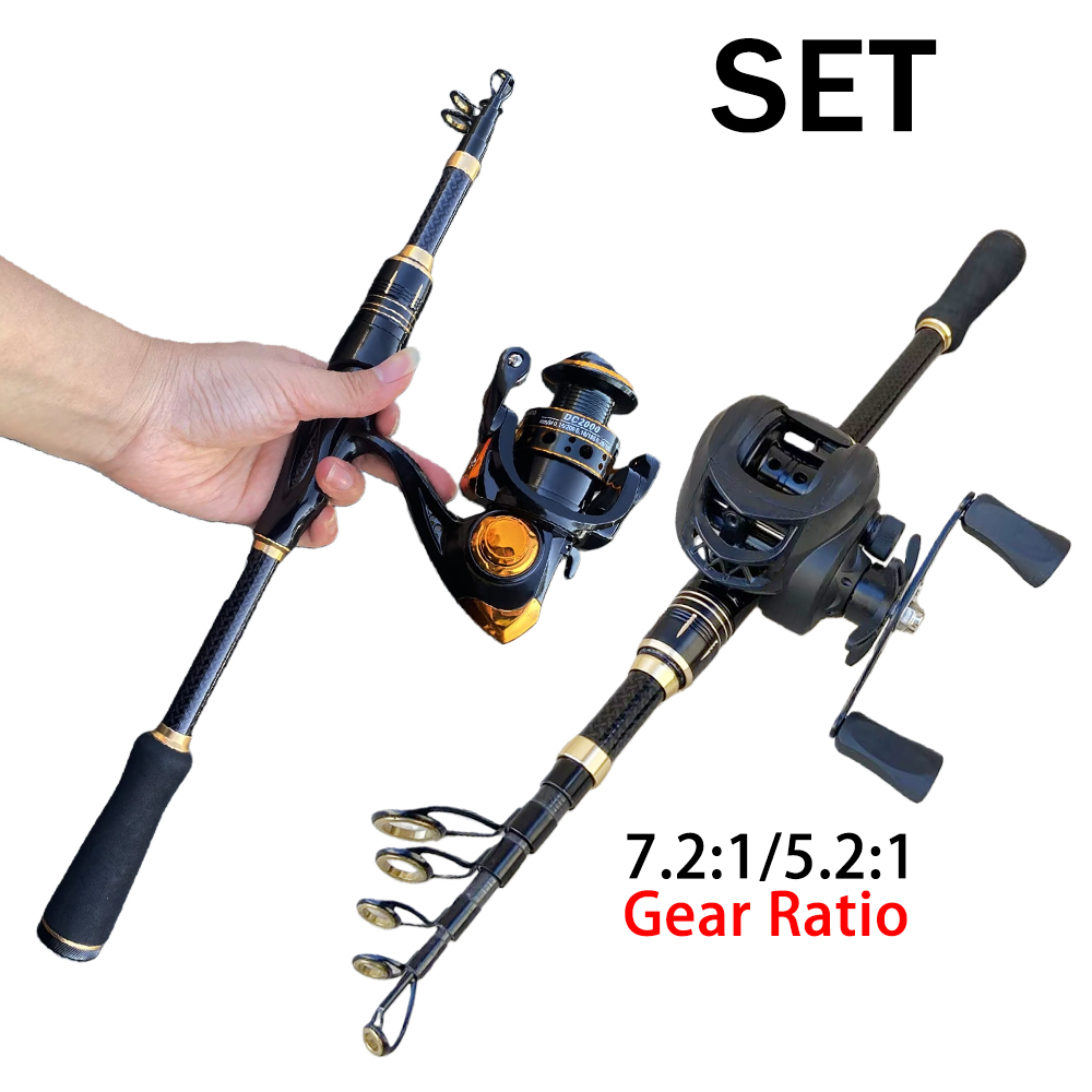 Fishing Rod Combo - ชุดอุปกรณ์ตกปลาแบบครบชุด คันเบ็ดสั้นพร้อมรอกตกปลา ขนาด 1.8 ม./2.1 ม.