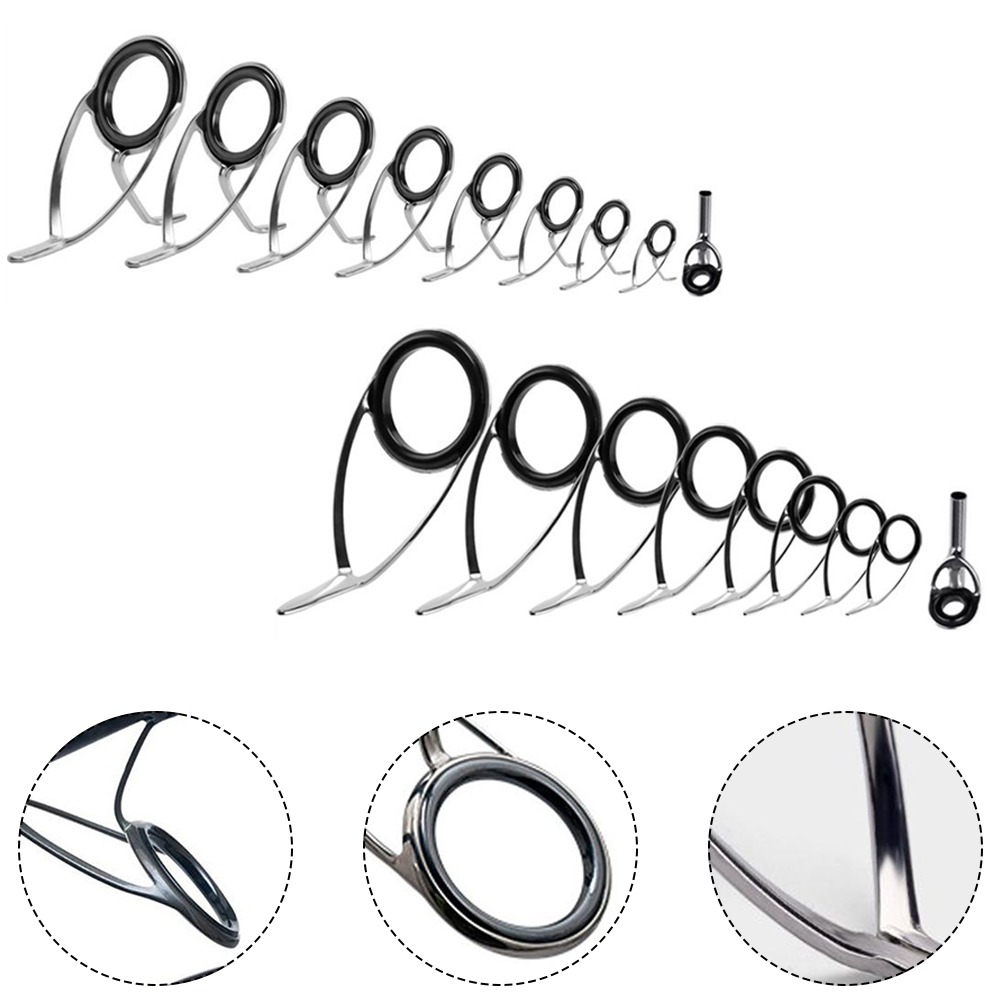 9ชิ้นชิ้นชิ้นชิ้นเบ็ดตกปลาไกด์ - Fishing Rod Guide Replacement บทวิจารณ์และราคา